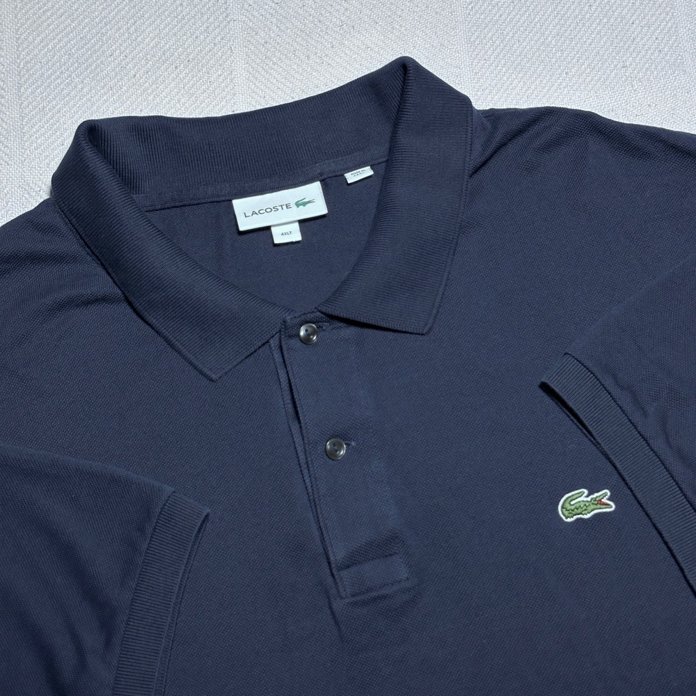 Lacoste Polo Shirt Mens 4XLT Pique Knit Cotton Short Sleeve Navy Blue Big & Tall